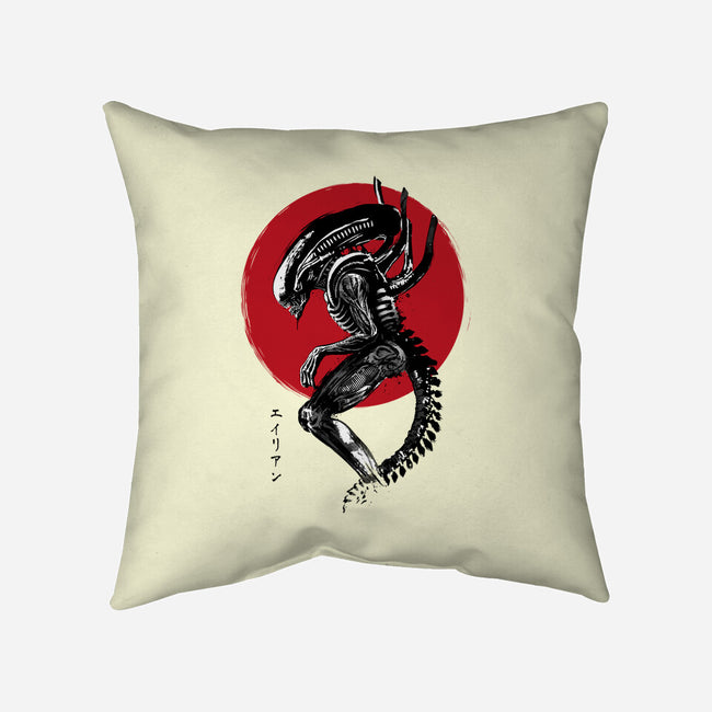 Xenomorph Sumi-e-None-Non-Removable Cover w Insert-Throw Pillow-DrMonekers