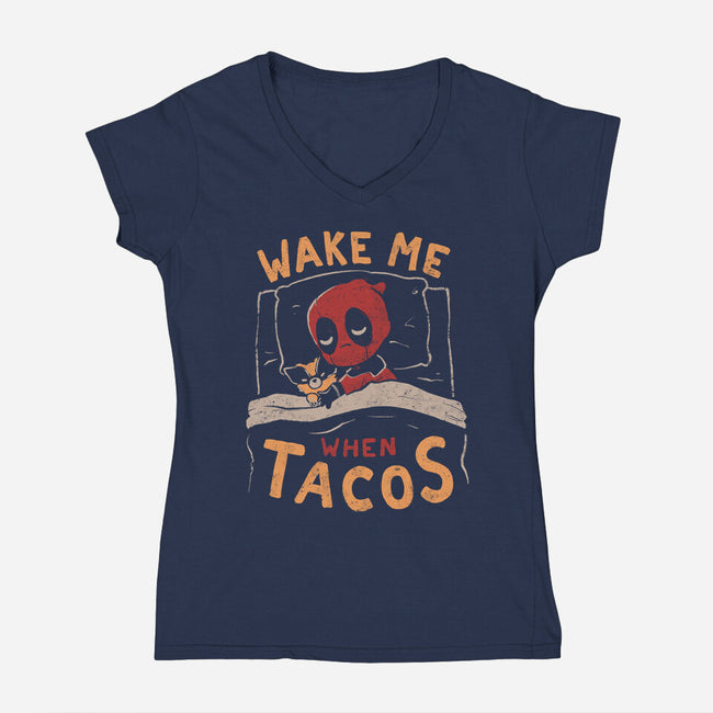 Wake Me When Tacos-Womens-V-Neck-Tee-Arigatees