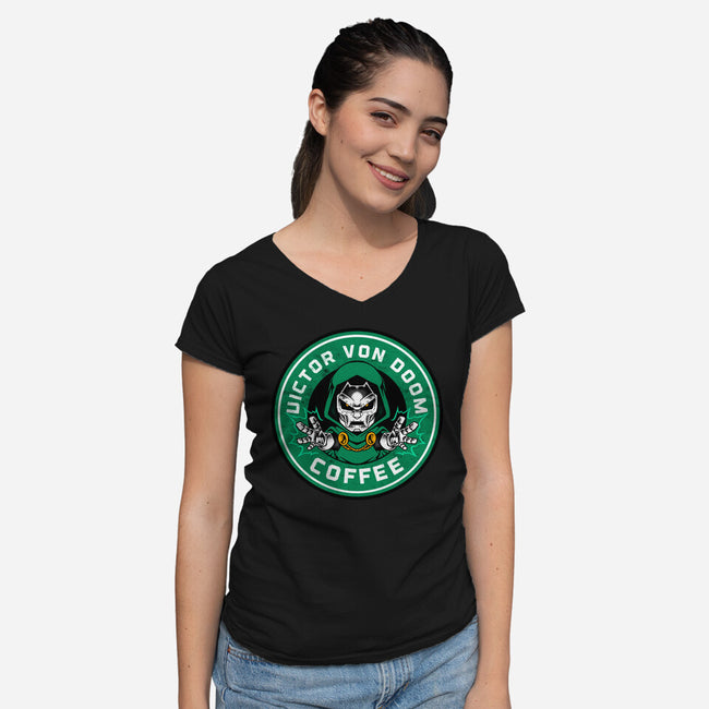 Surprise Coffee-Womens-V-Neck-Tee-spoilerinc