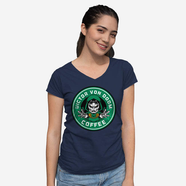 Surprise Coffee-Womens-V-Neck-Tee-spoilerinc