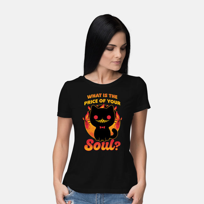 Creepy Cat Buys Souls-Womens-Basic-Tee-Studio Mootant