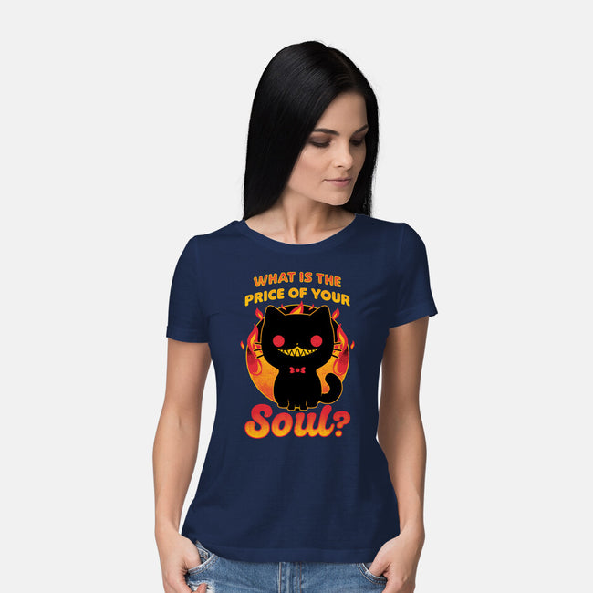 Creepy Cat Buys Souls-Womens-Basic-Tee-Studio Mootant