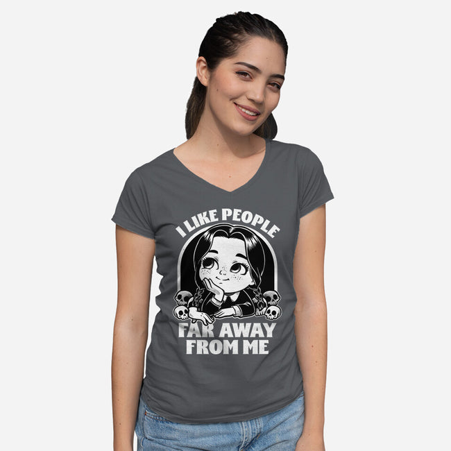 Goth Girl Hates People-Womens-V-Neck-Tee-Studio Mootant