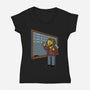 Horror Movie Chalkboard-Womens-V-Neck-Tee-Studio Mootant