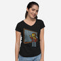 Horror Movie Chalkboard-Womens-V-Neck-Tee-Studio Mootant