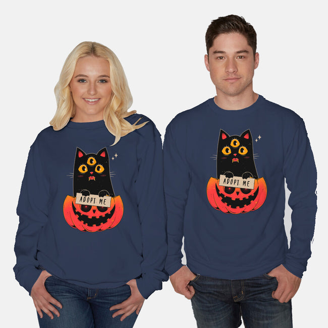 Adopt Spooky Cat-Unisex-Crew Neck-Sweatshirt-GODZILLARGE