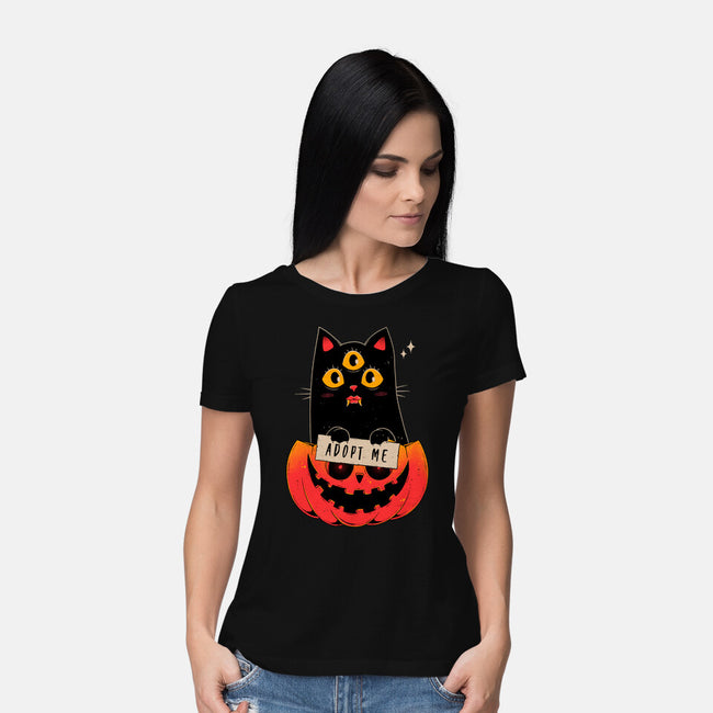 Adopt Spooky Cat-Womens-Basic-Tee-GODZILLARGE