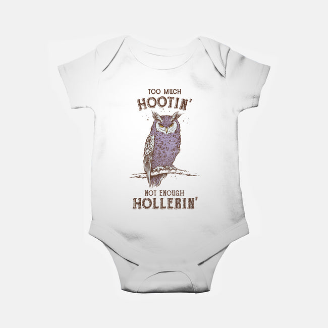 Too Much Hootin-Baby-Basic-Onesie-kg07