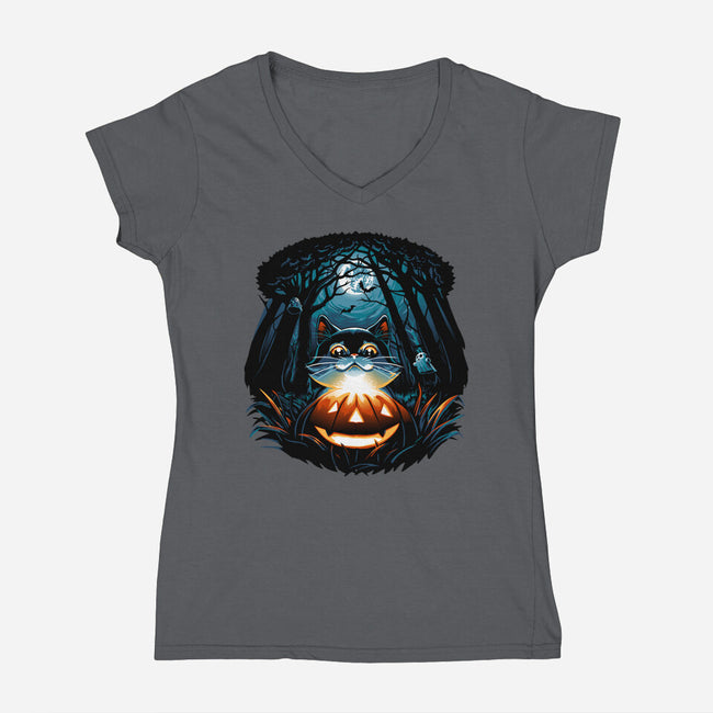 Halloween Mystery-Womens-V-Neck-Tee-daobiwan