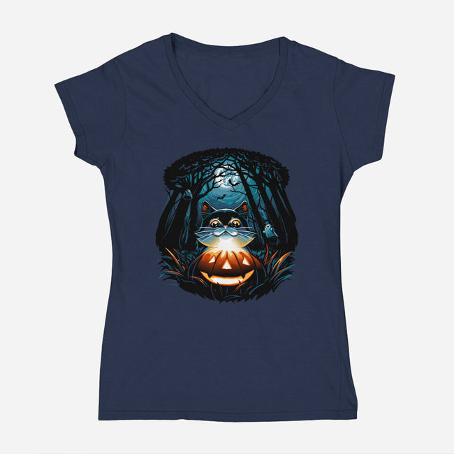 Halloween Mystery-Womens-V-Neck-Tee-daobiwan