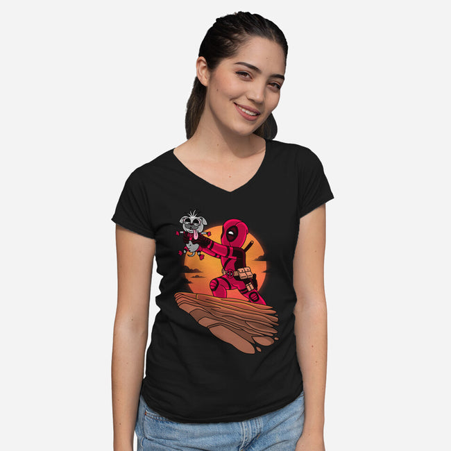 The Dog King-Womens-V-Neck-Tee-patrickgp