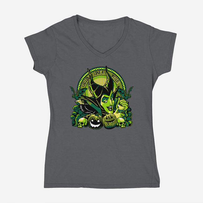 Chillin Like A Witch-Womens-V-Neck-Tee-panicking_bat