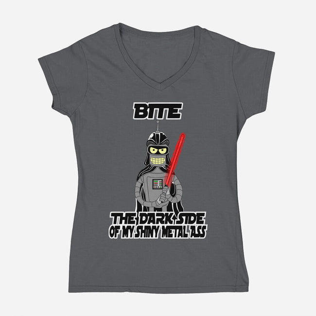 Darth Bender-Womens-V-Neck-Tee-sillyindustries