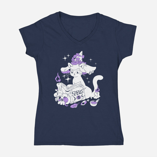 Magic Cat-Womens-V-Neck-Tee-yumie