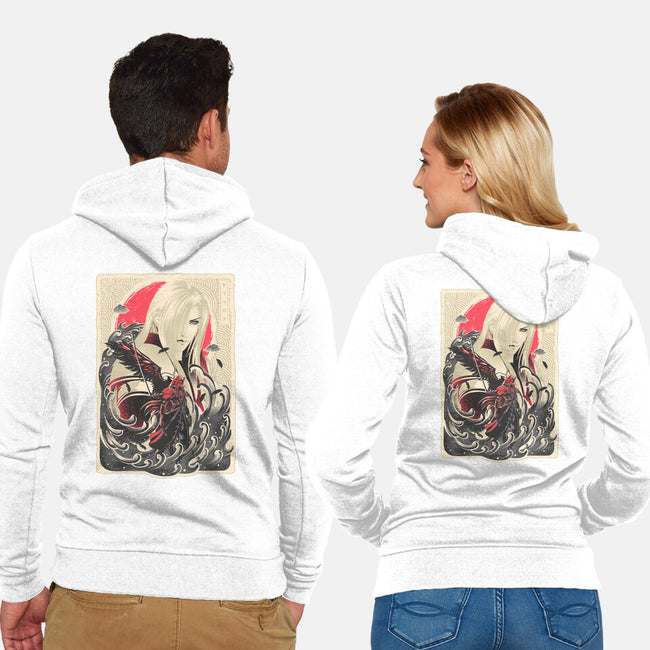 Great Wave Sephiroth-Unisex-Zip-Up-Sweatshirt-hypertwenty