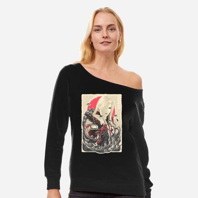 Great Wave Sephiroth-Womens-Off Shoulder-Sweatshirt-hypertwenty