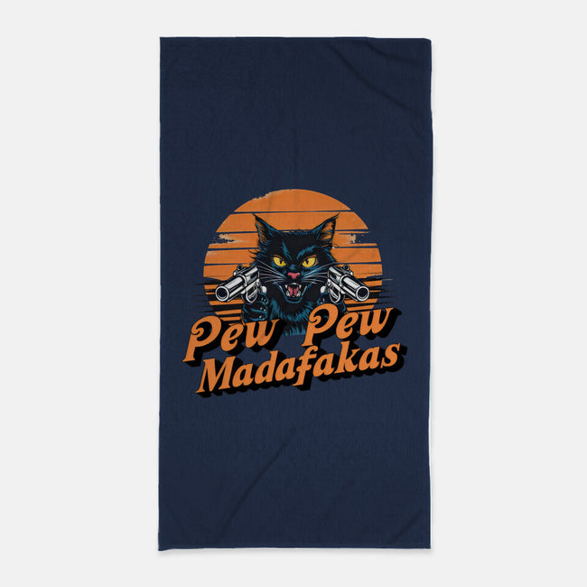 Pew Pew Cat-None-Beach-Towel-Cool Designs