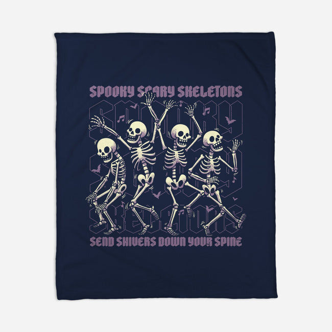 Spooky Skeletons Dance-None-Fleece-Blanket-Studio Mootant