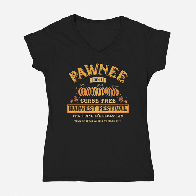 Pawnee Vintage Harvest Festival-Womens-V-Neck-Tee-kg07