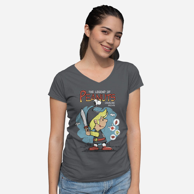 The Legend Of Peanuts-Womens-V-Neck-Tee-Nihon Bunka