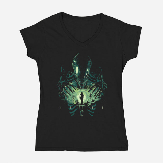 Xenomorph Return-Womens-V-Neck-Tee-IKILO