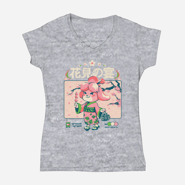 Crossing Hanami-Womens-V-Neck-Tee-Estudio Horta