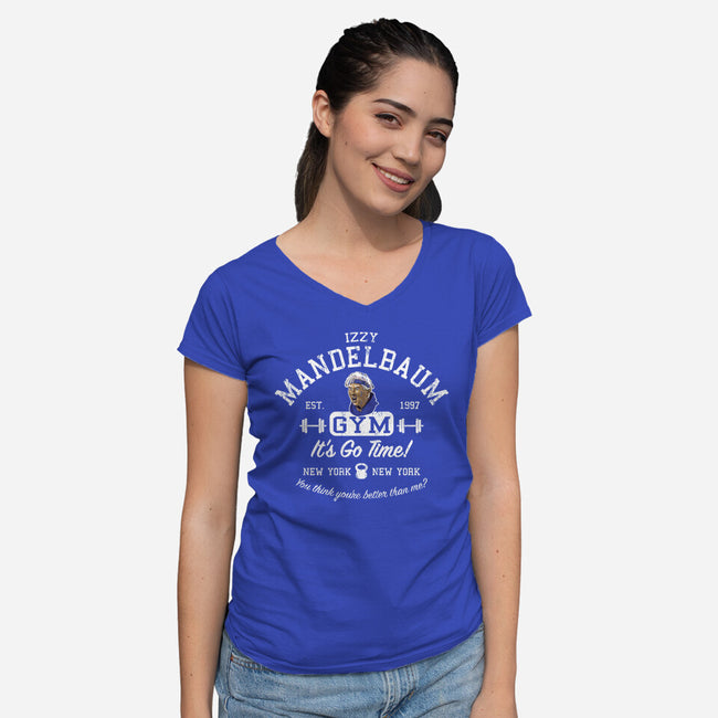 Izzy Mandelbaum Gym-Womens-V-Neck-Tee-AlemaArt