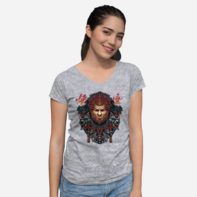 The Legend Of The Monkey King-Womens-V-Neck-Tee-glitchygorilla