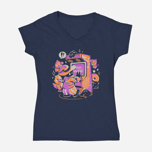 Magic Arcade-Womens-V-Neck-Tee-eduely