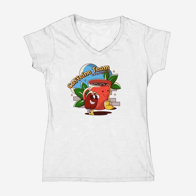 Caffeine Team-Womens-V-Neck-Tee-leepianti