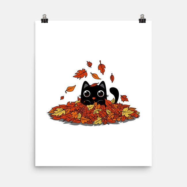 Kitty Leaves-None-Matte-Poster-erion_designs