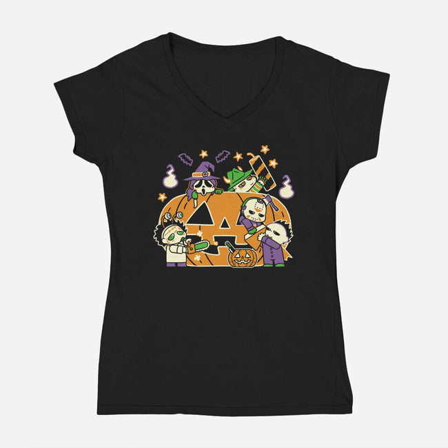 Halloween Is Coming-Womens-V-Neck-Tee-naomori