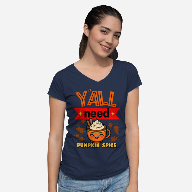 Yall Need Pumpkin Spice-Womens-V-Neck-Tee-Boggs Nicolas