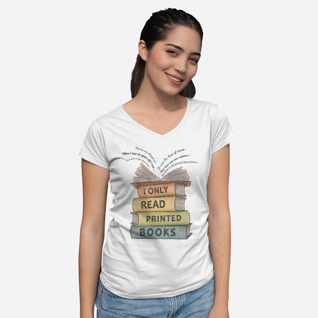 Vintage Reader-Womens-V-Neck-Tee-NMdesign