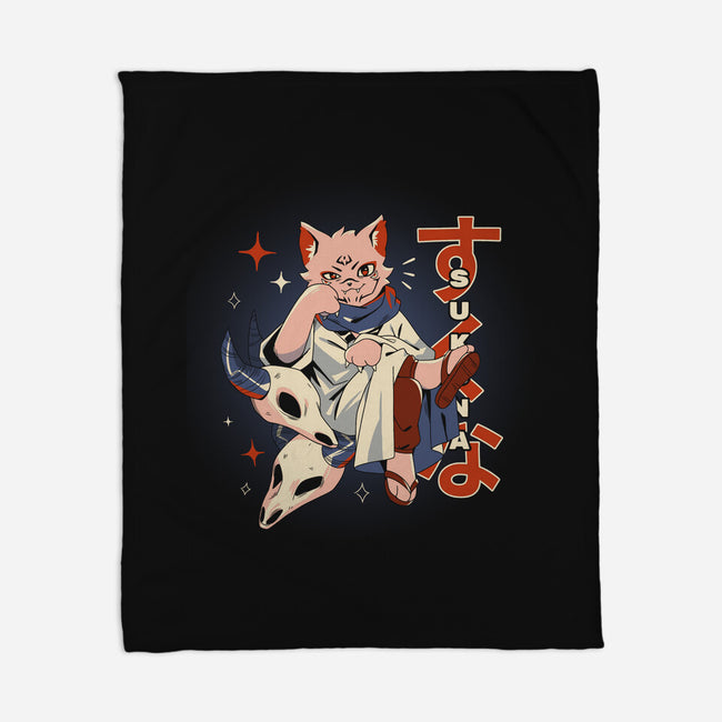 Sukuna Cat-None-Fleece-Blanket-yumie