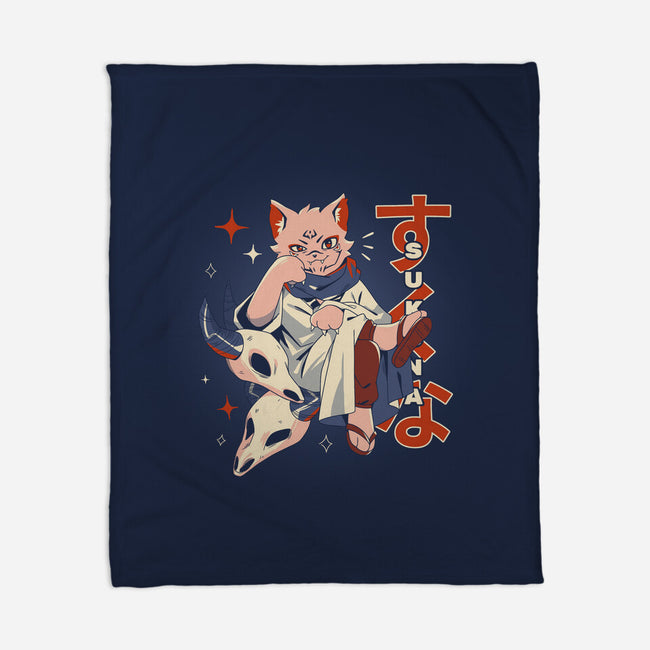 Sukuna Cat-None-Fleece-Blanket-yumie