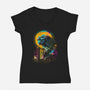 The Mighty Kaiju-Womens-V-Neck-Tee-kharmazero