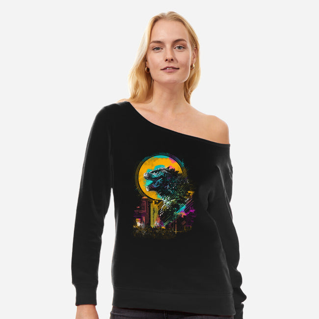 The Mighty Kaiju-Womens-Off Shoulder-Sweatshirt-kharmazero