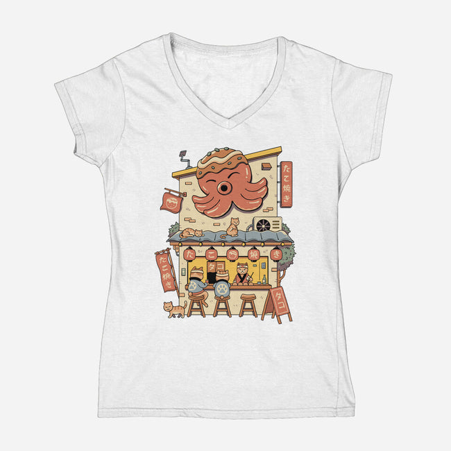 Takoyaki House-Womens-V-Neck-Tee-vp021