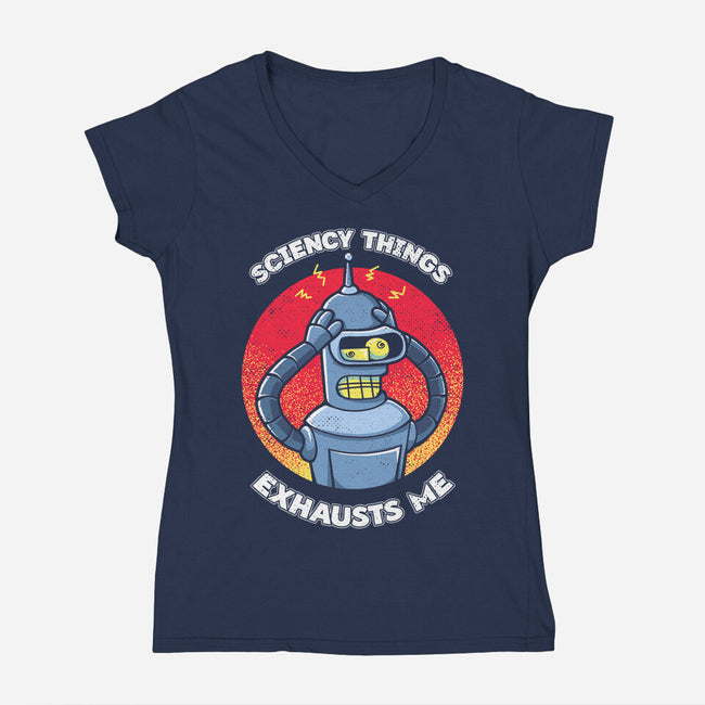 Sciency Things Exhausts Me-Womens-V-Neck-Tee-grevalra