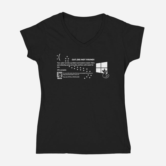 Cat Windows Crash-Womens-V-Neck-Tee-worlddominationforcats