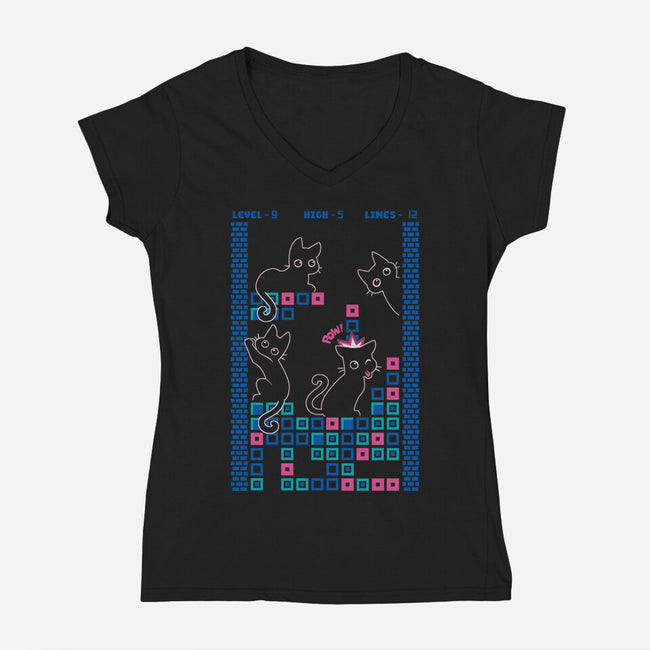 Catris Cat Vintage Game-Womens-V-Neck-Tee-worlddominationforcats