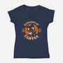 Powered By Coffee Cat-Womens-V-Neck-Tee-worlddominationforcats