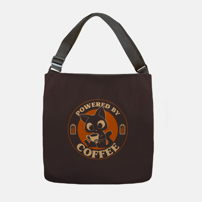 Powered By Coffee Cat-None-Adjustable Tote-Bag-worlddominationforcats