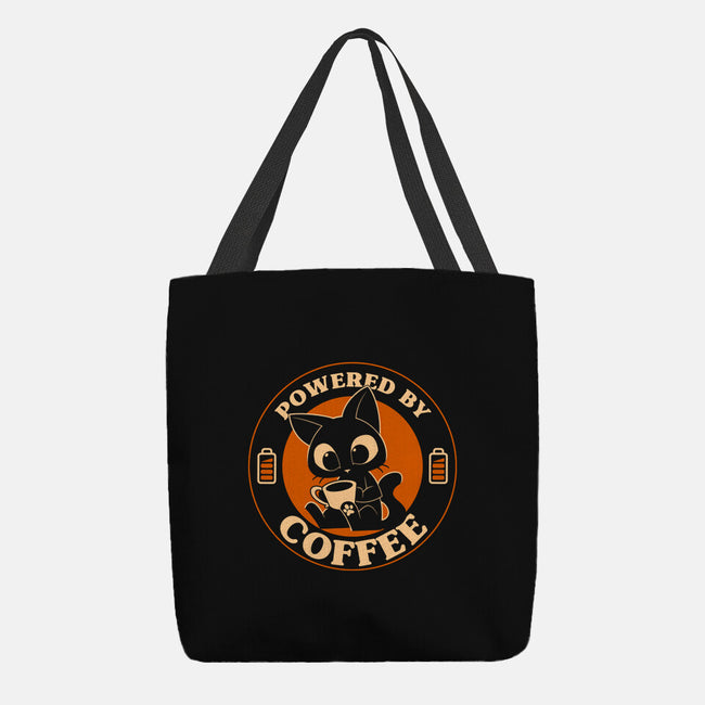 Powered By Coffee Cat-None-Basic Tote-Bag-worlddominationforcats