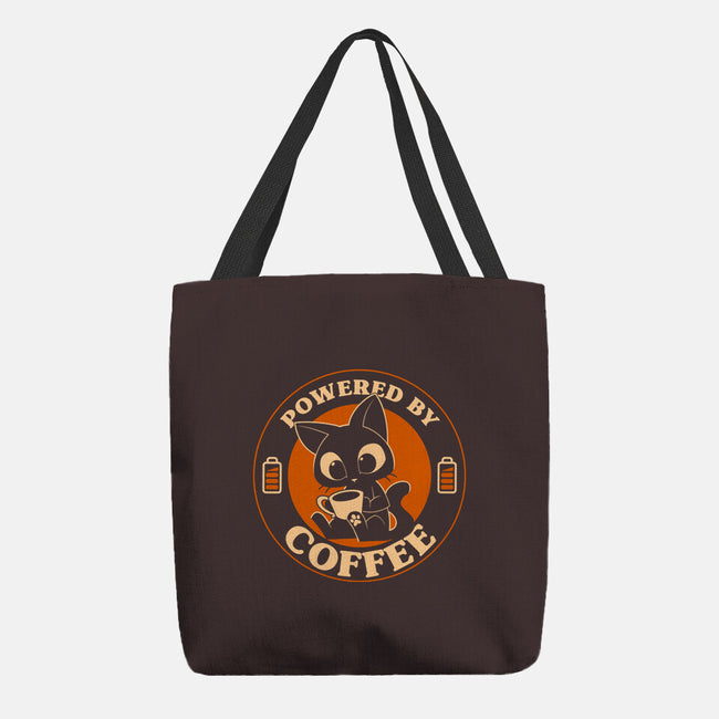 Powered By Coffee Cat-None-Basic Tote-Bag-worlddominationforcats