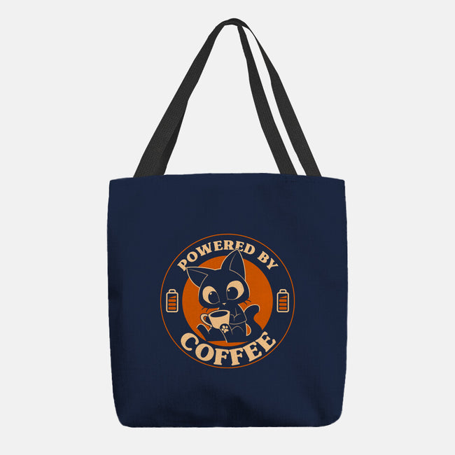 Powered By Coffee Cat-None-Basic Tote-Bag-worlddominationforcats