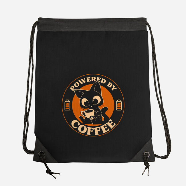 Powered By Coffee Cat-None-Drawstring-Bag-worlddominationforcats