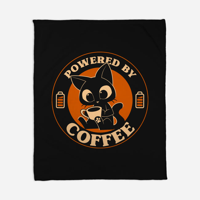 Powered By Coffee Cat-None-Fleece-Blanket-worlddominationforcats