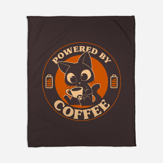 Powered By Coffee Cat-None-Fleece-Blanket-worlddominationforcats